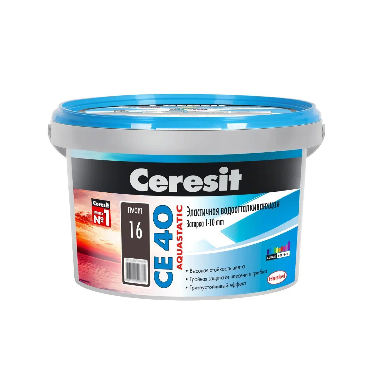 Затирка  №16 aquastatic  се 40  графит ведро 2 кг (1/12) "ceresit"