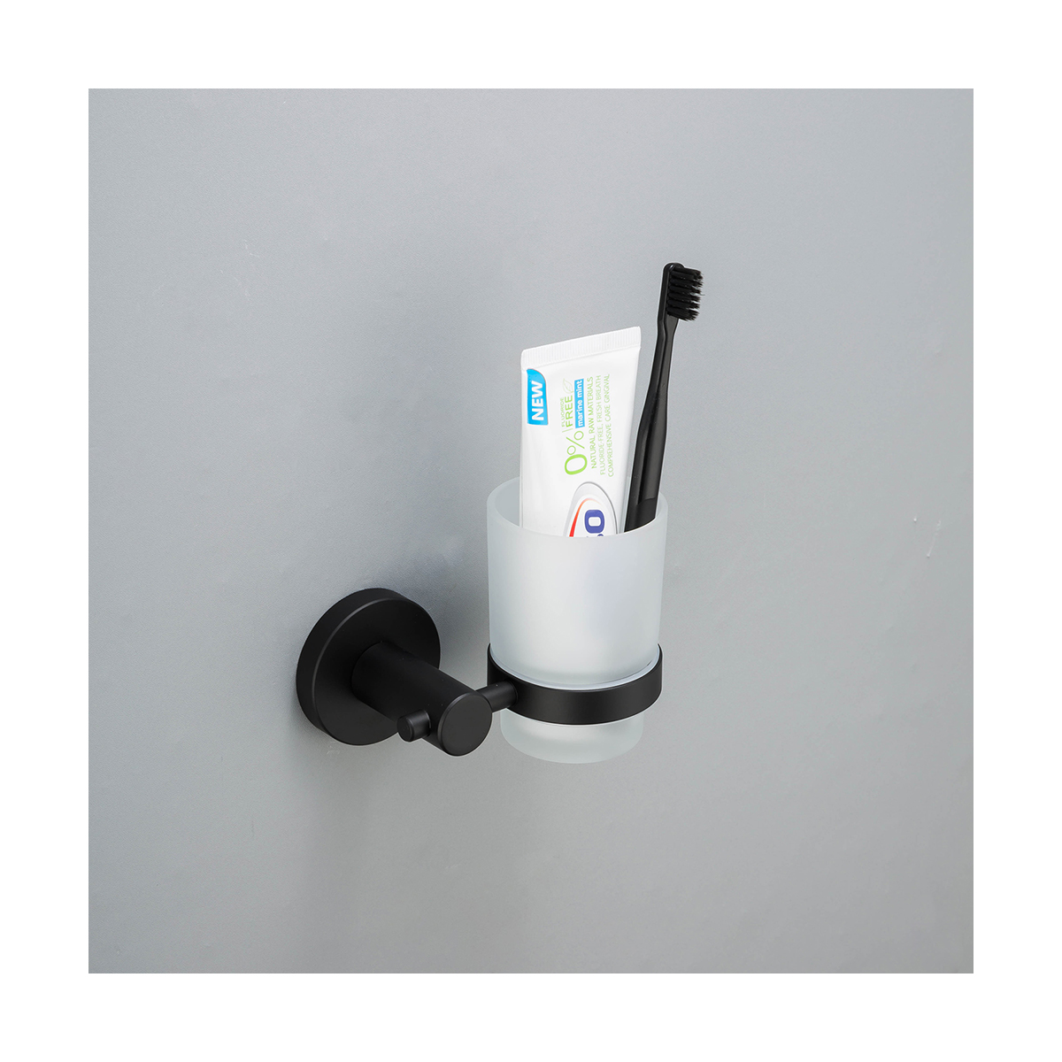 Стакан для ванной комнаты с держателем f30206 (нерж.сталь), черный (1/20/40) "frap"