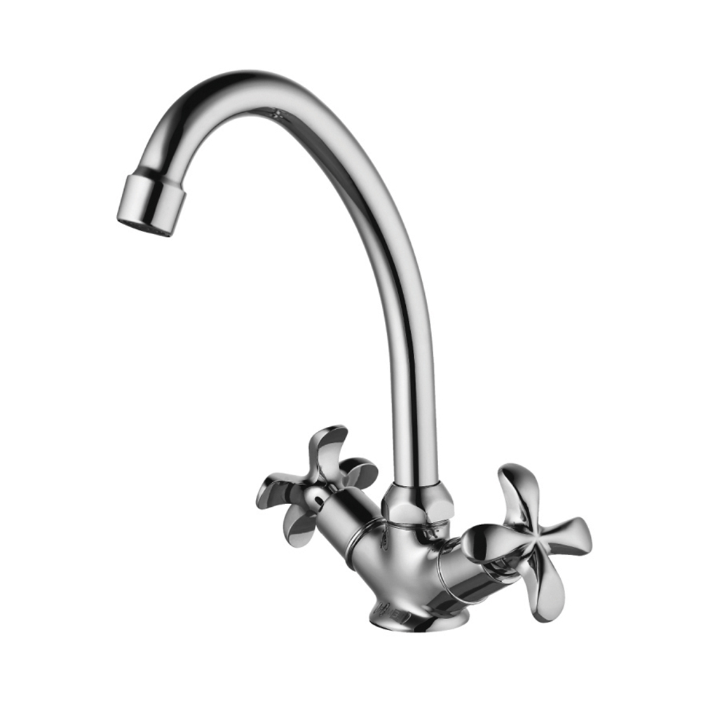 Смеситель для кухни "flora"  lm0104c поворотный излив, двухвентильный (1/12) "lemark"