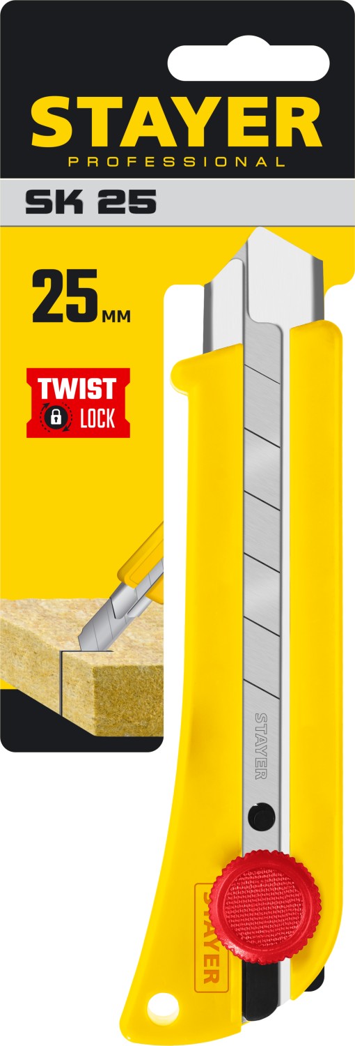 STAYER SK-25, 25 мм, нож с винтовым фиксатором, Professional (09173)