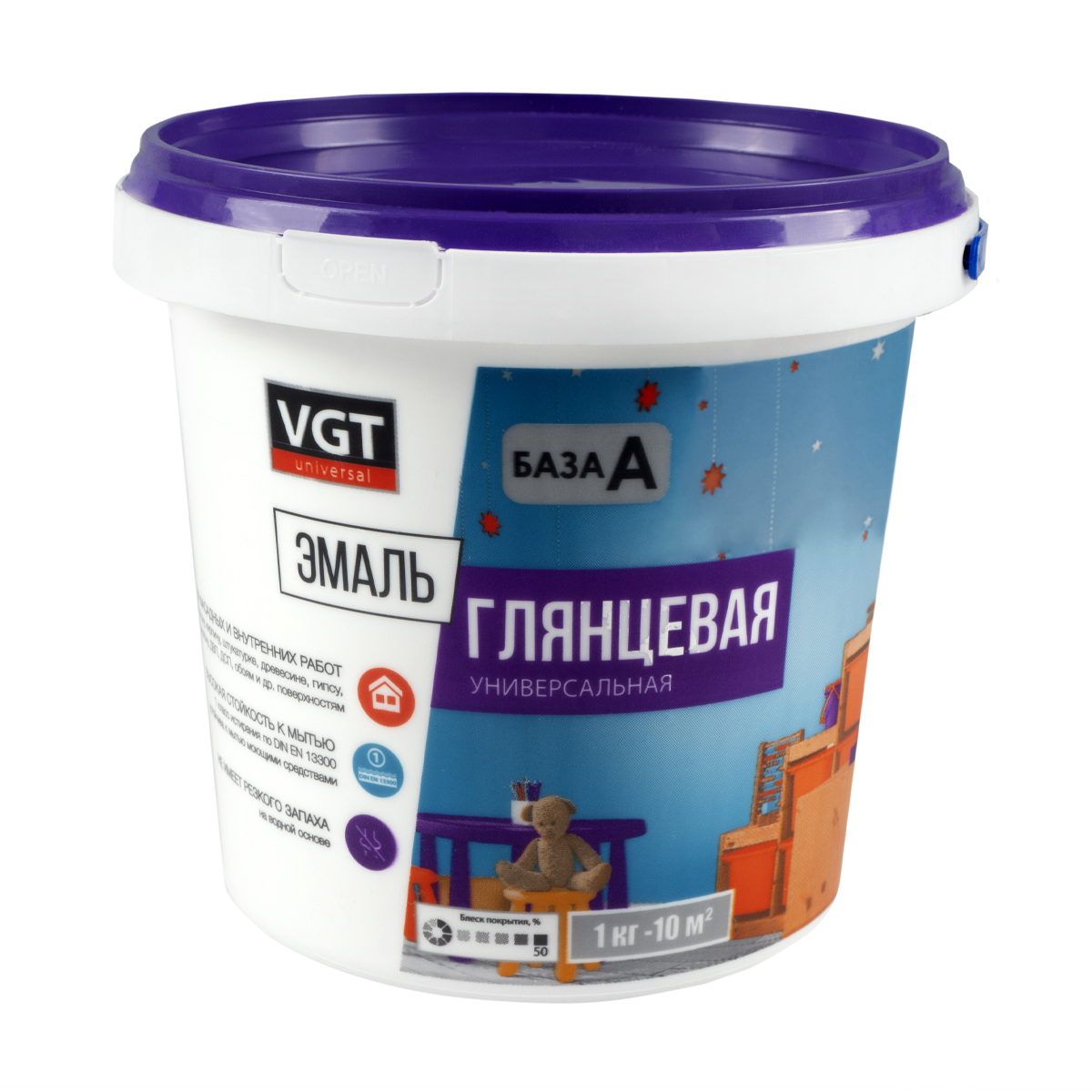 Эмаль вд-ак-1179  универсал.  глянц. база а супербелая  1 кг (6) "вгт"