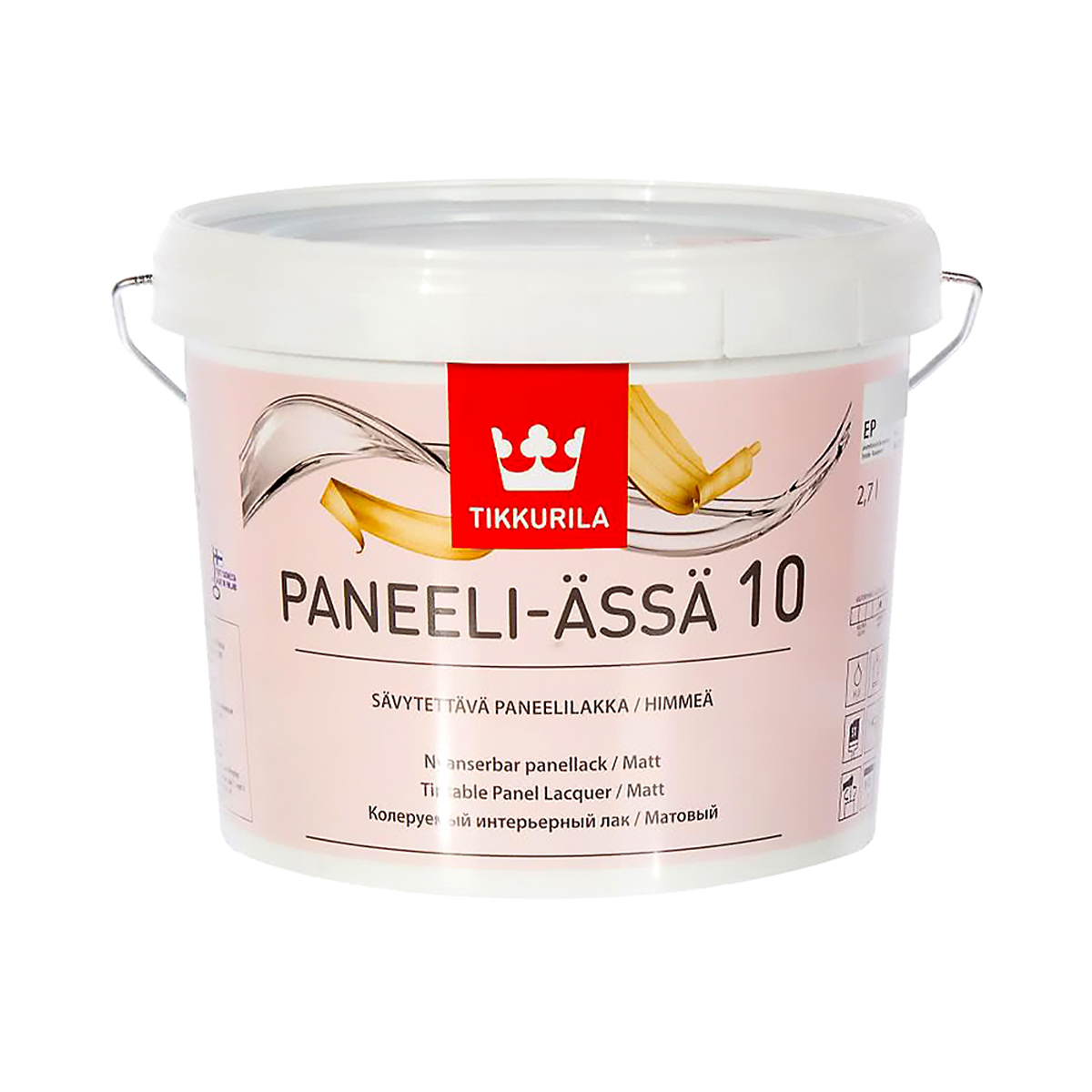 Панели-ясся -10  матов.  9 л (1) лак акрилатн. для дерева "тиккурила"