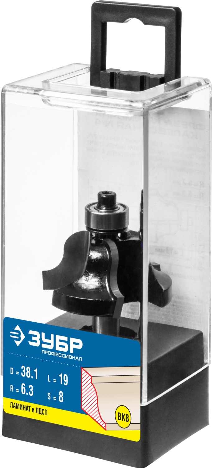 ЗУБР 38.1 x 19 мм, радиус 6.3 мм, фреза кромочная калевочная №4, Профессионал (28787-38.1)