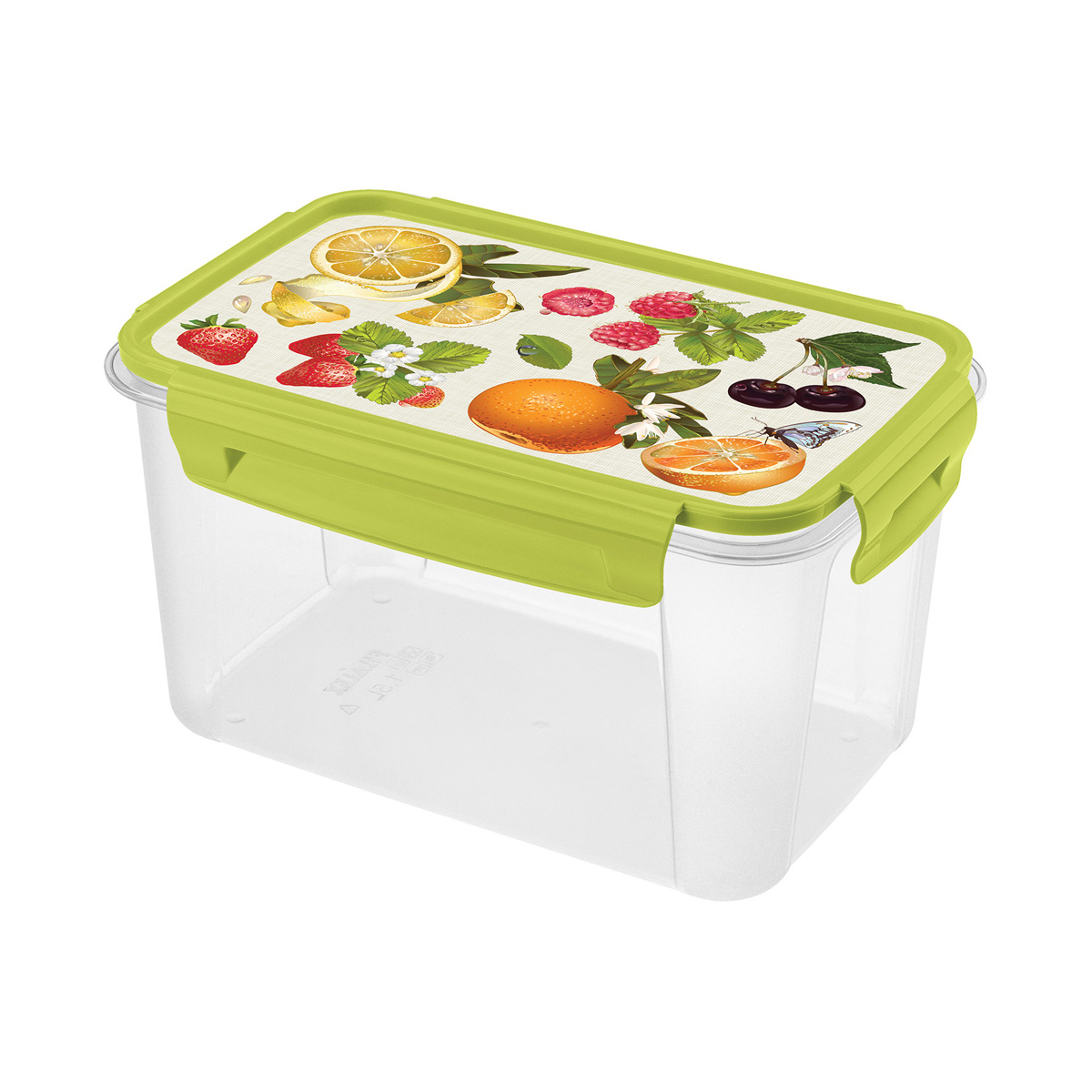 Контейнер для продуктов "lock&ok" с декором 1,5 л прямоуг. (зеленый) (1/18) "бытпласт"