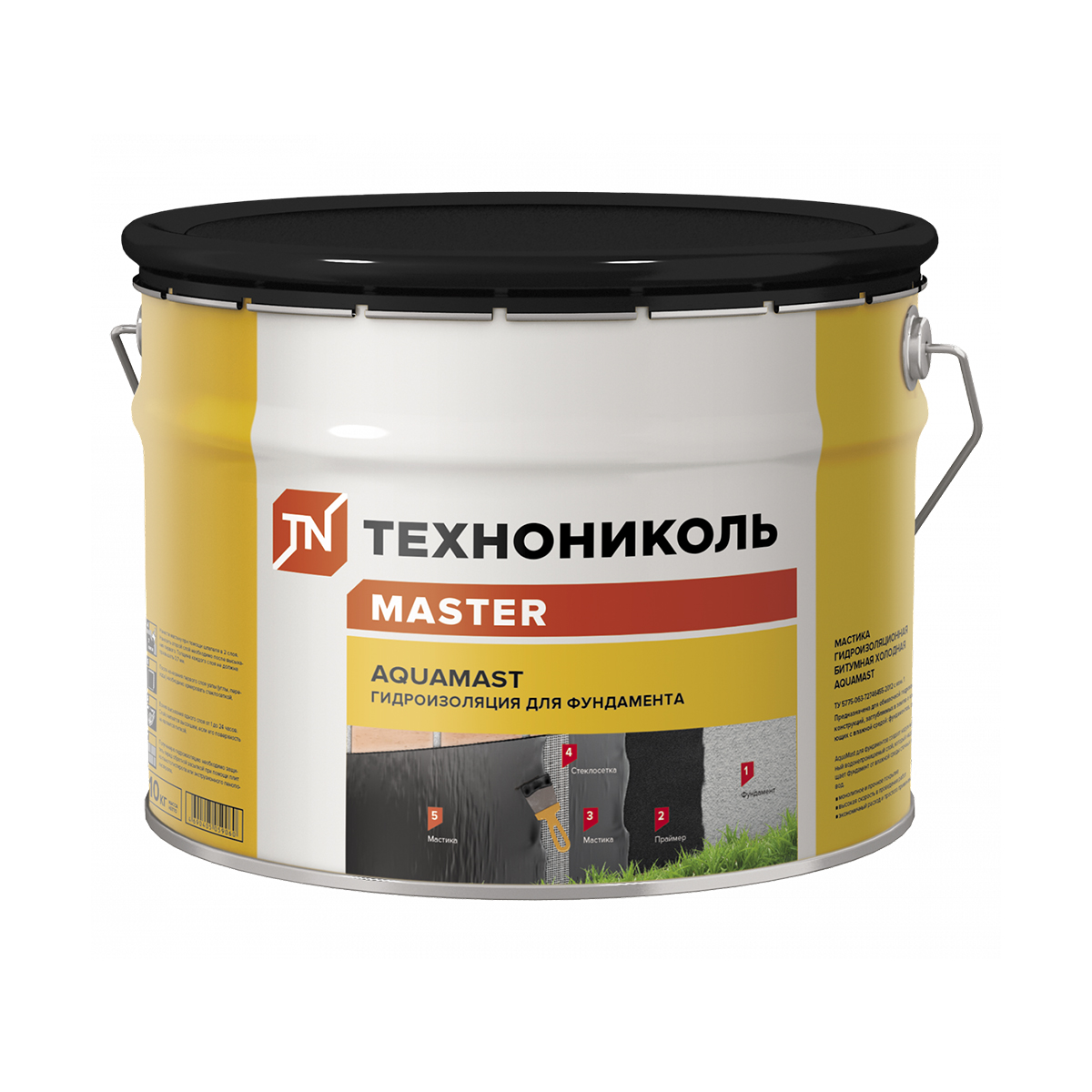 Мастика битумная "aquamast" для фундамента 10 кг (1) "технониколь"