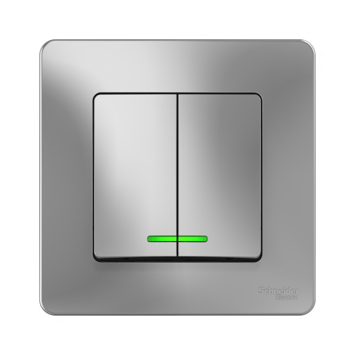 Выключатель "blanca" 2-х кл. с индикатором 10а, алюминий (1/10/20) "schneider"