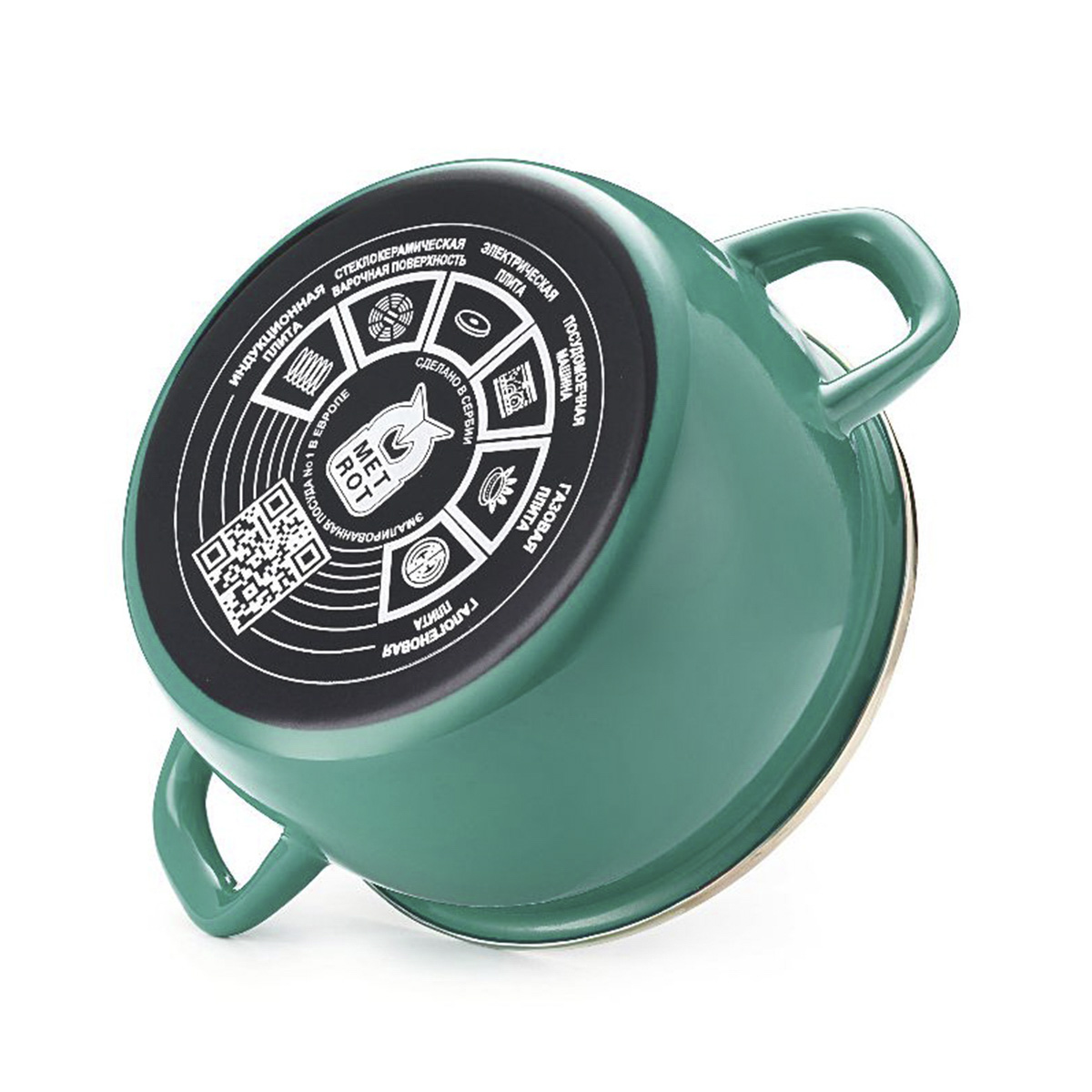 Кастрюля эмалиров. "solo" 3,3 л, 18 см металл. крышка (1/6) "metrot"