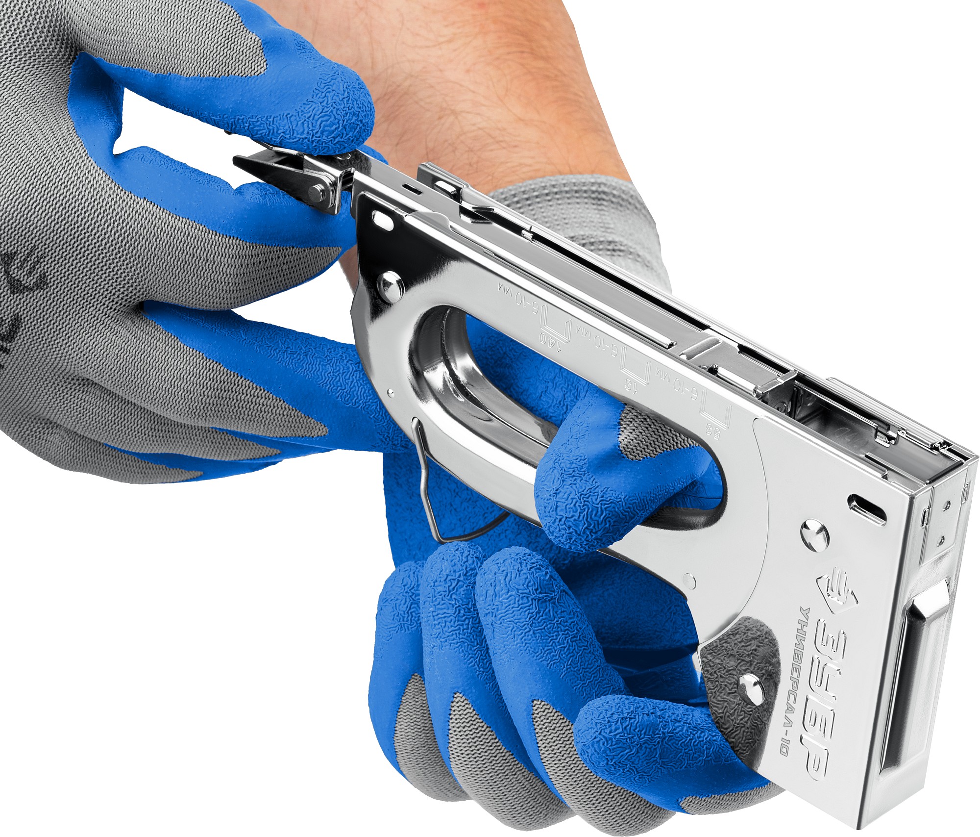 ЗУБР Универсал-10, 4-в-1: 53 (A/10/JT21) 23GA (6-10 мм)/140 (G/11/57) 20GA (6-10 мм)/53F/13, универсальный компактный степлер, Профессионал (31525)