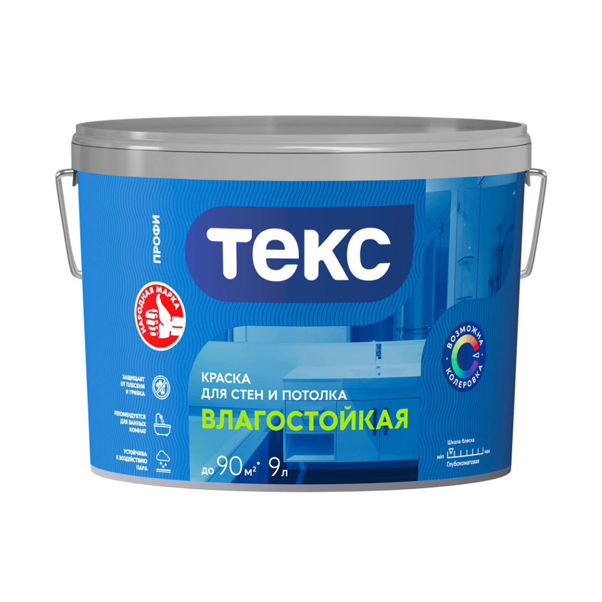 Краска в/д "профи" для стен и потолков влагостойкая база а  9 л (1) текс