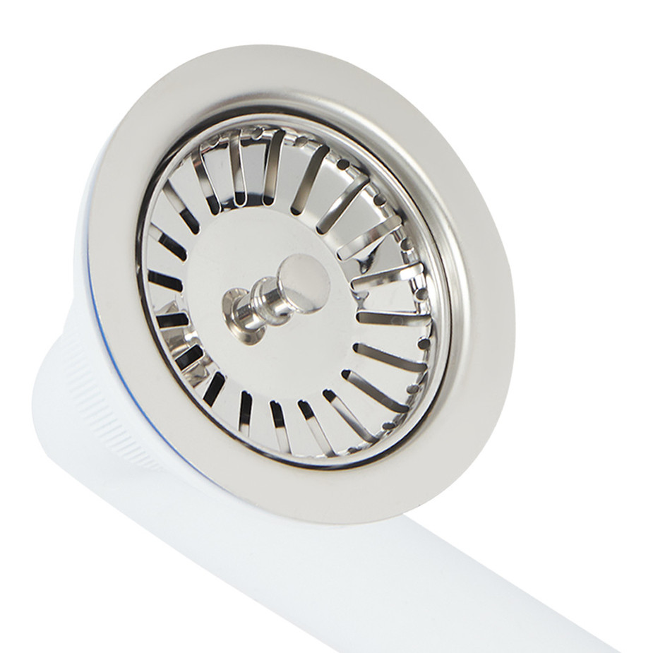 Сифон Мини Элит 1 1/2 х 40 мм, нерж. чашка D70 мм и с гофротрубой L800 мм 40 х 40/50 мм WIRQUIN