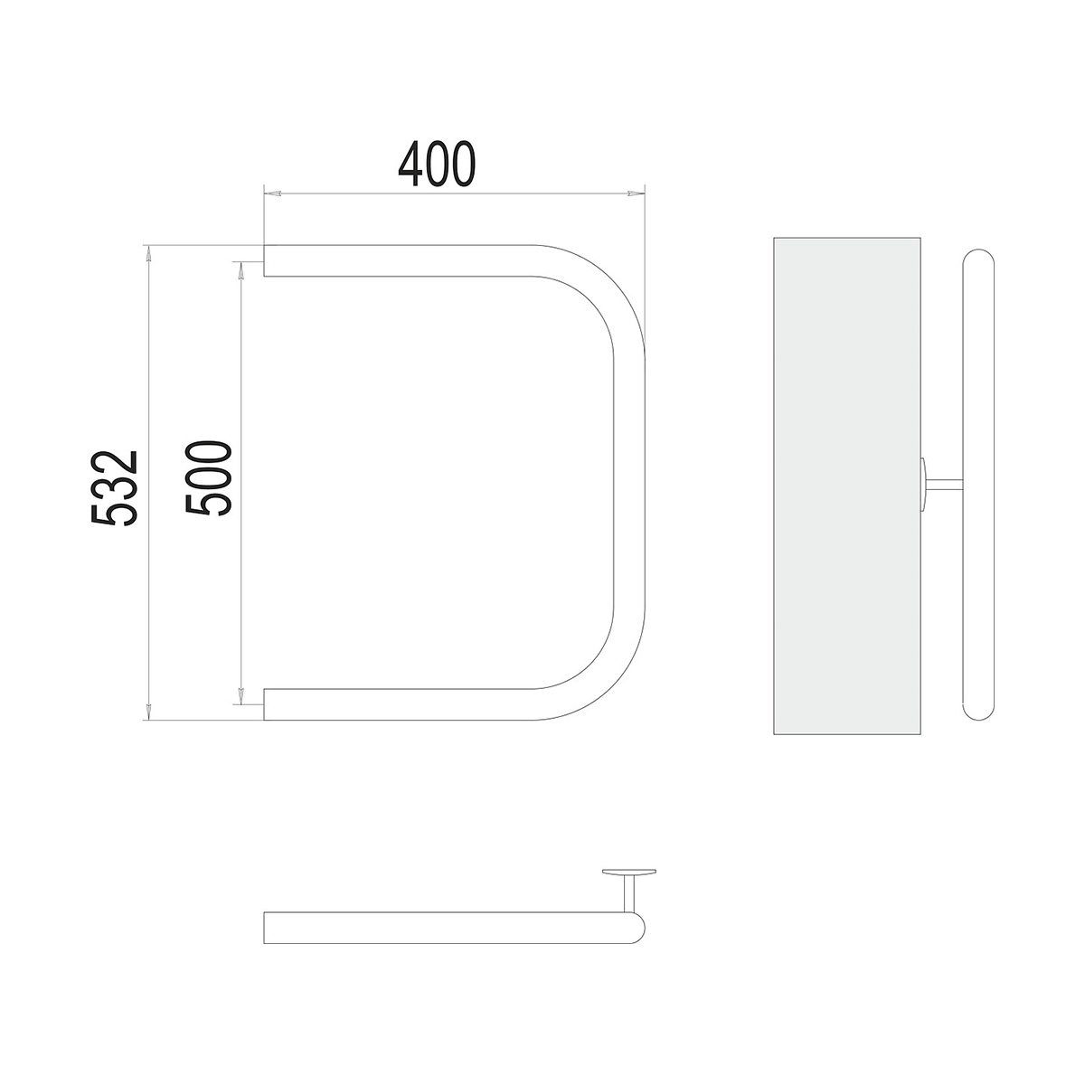 Полотенцесушитель водяной "aisi" п-образный 500*400 (хром) "terminus"
