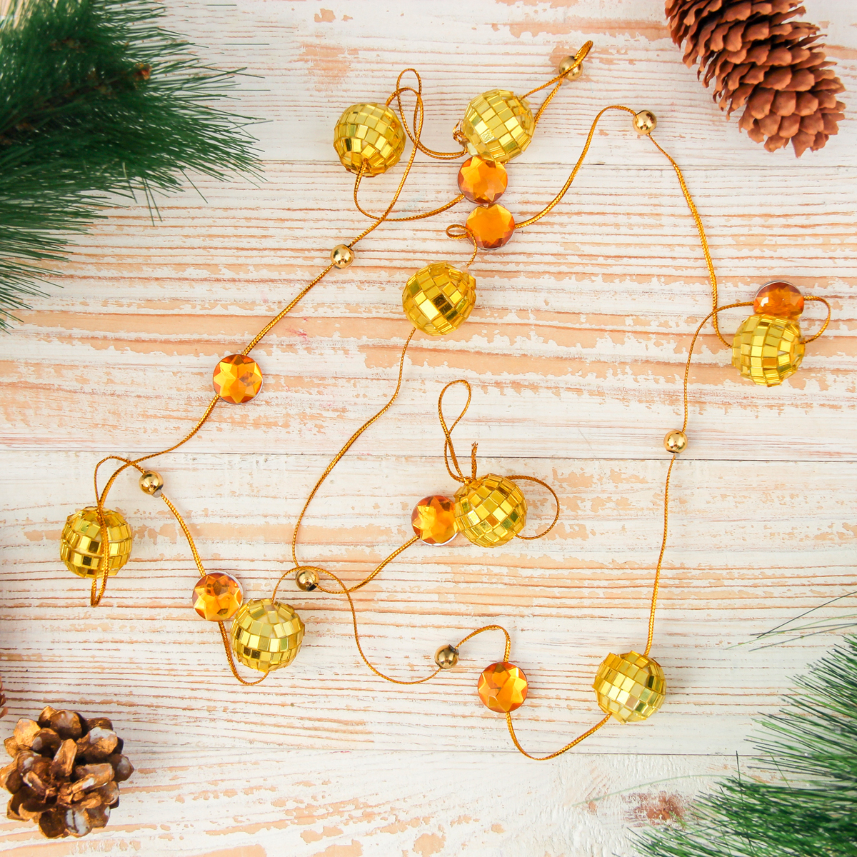 Бусы 1,6 м "шарики" d-2 см, золото "зимнее волшебство" 3562564