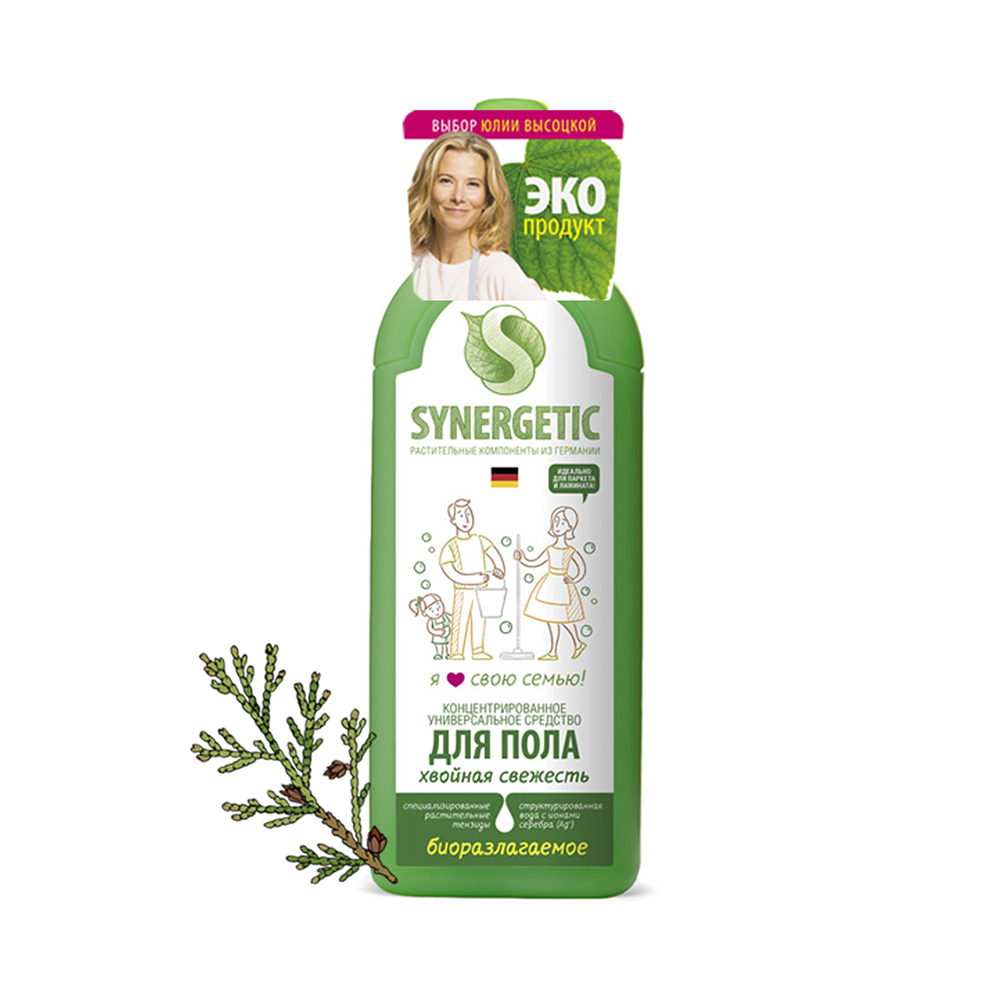 Средство для мытья полов (хвойная свежесть)  0,75 л (1/12) "синергетик"