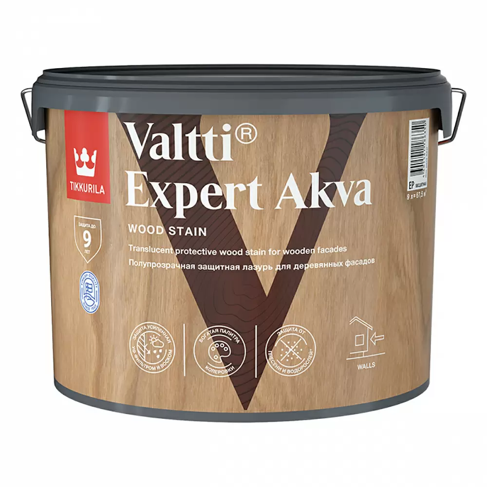 TIKKURILA VALTTI EXPERT AKVA лазурь высокоэффективная защитная, полуматовая, сосна (9л)