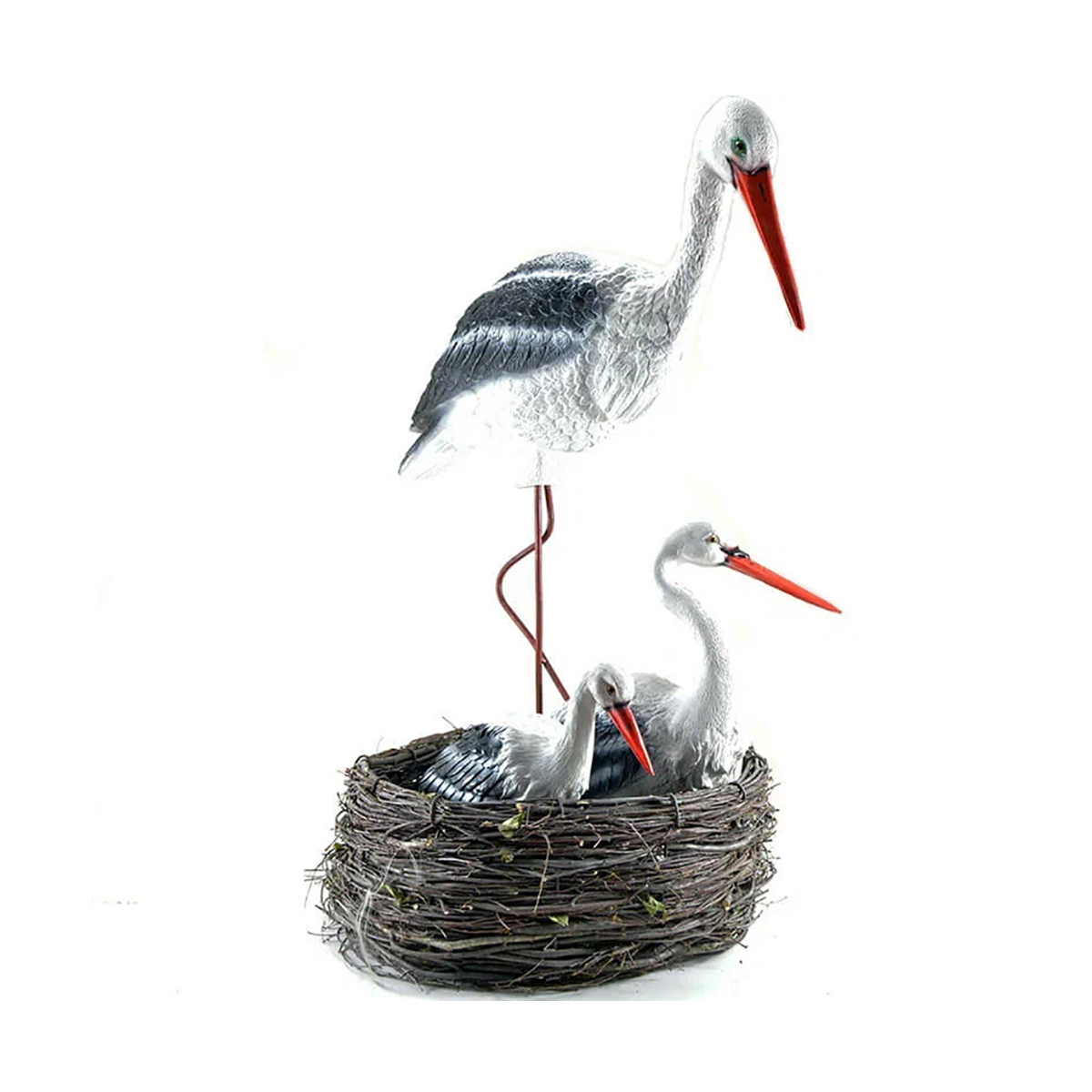 Фигурка садовая "комплект аистов (большой, средний, малый) в гнезде" (1) "сказка" jng320