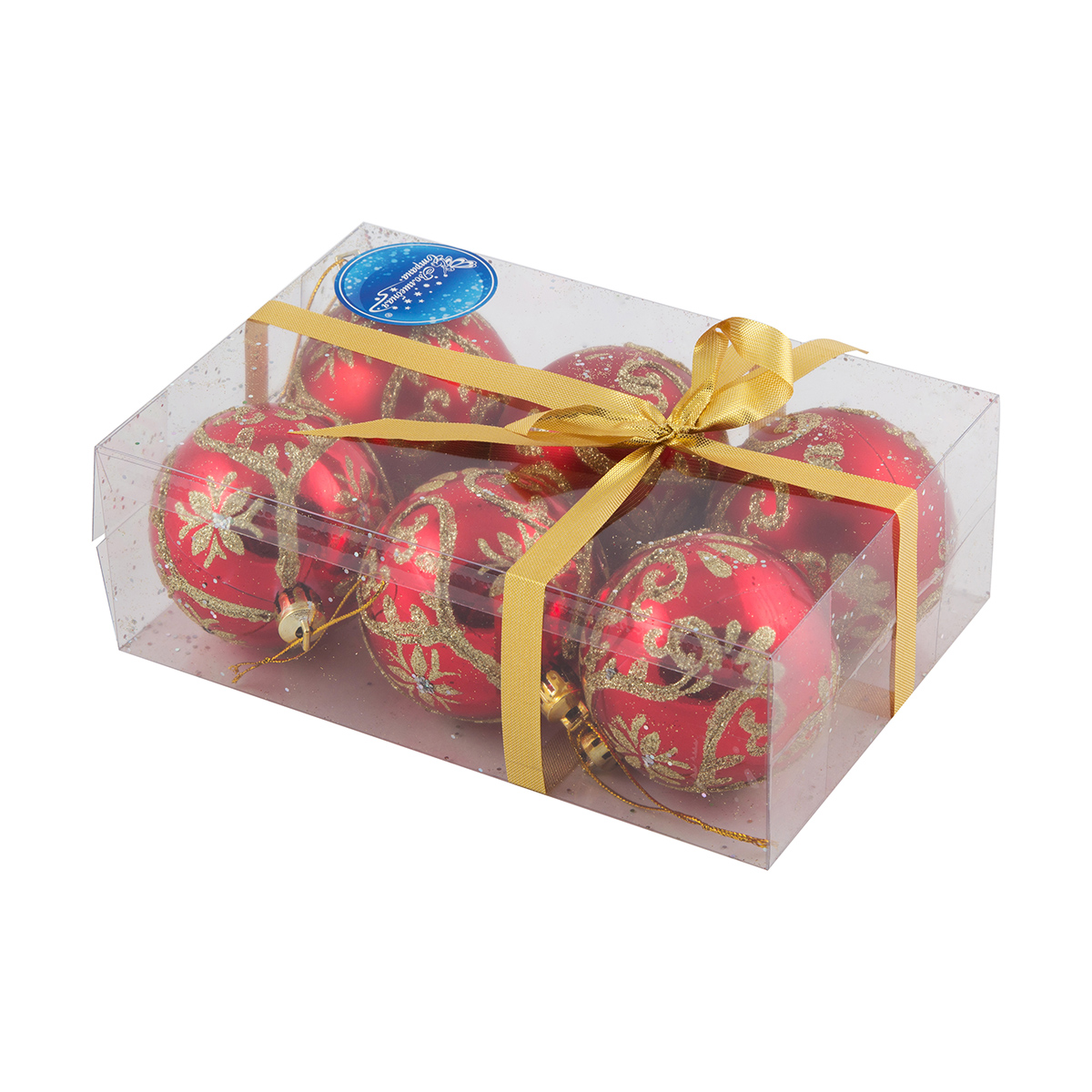 Шары новогодние pbd6-6-834-r набор 6 шт. d - 6 см, красный (1/36) "волшебная страна"