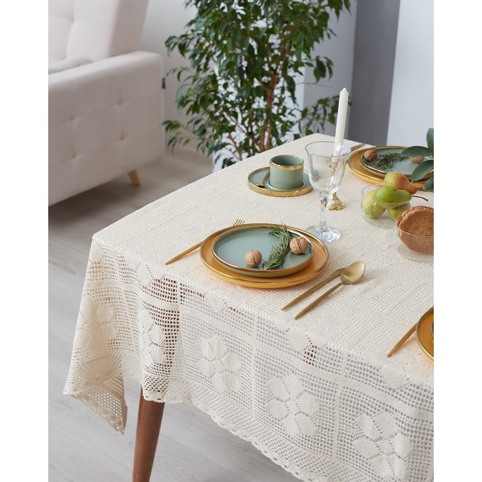 Скатерть "этель" ажур 130*180 см (белый) (1/100) 7448974