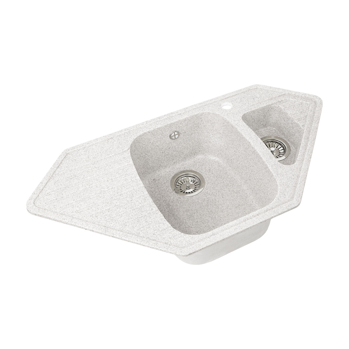 Мойка для кухни врезная искуств. камень gs-10k-310 угловая двойная 965*495 мм серая "granstones"