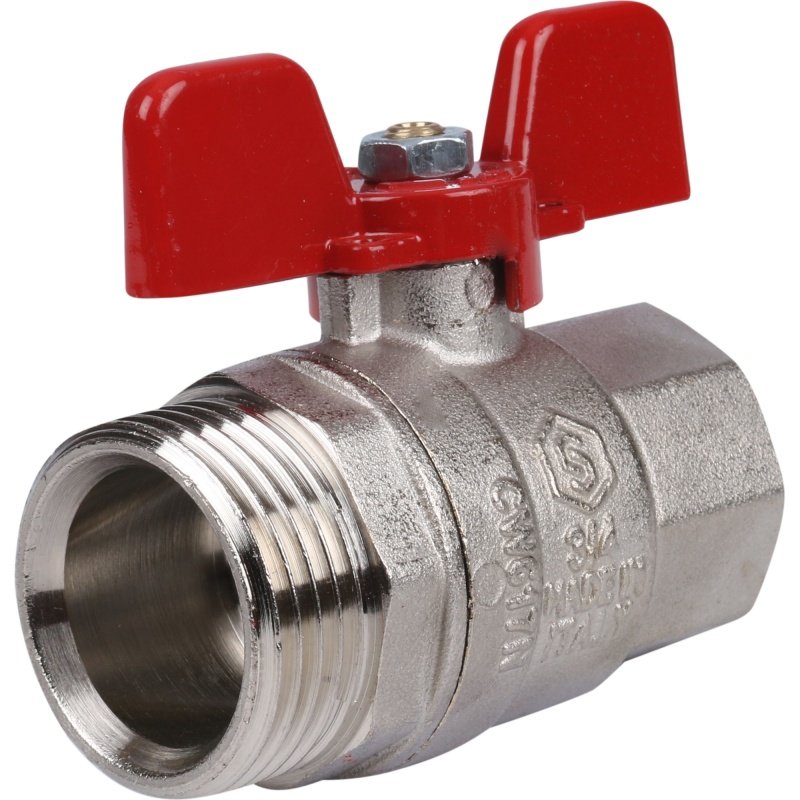 Кран шаровый STOUT ВН 3/4" с американкой бабочка красная