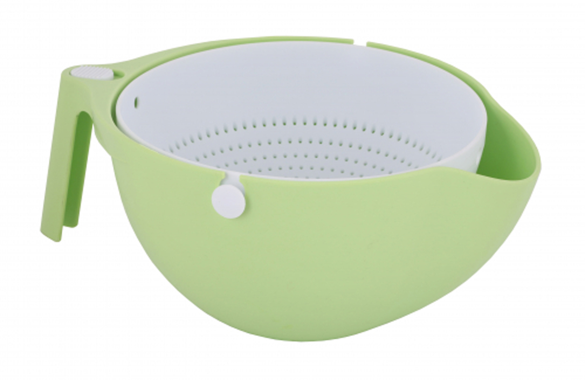 Дуршлаг пласт. "джем" 260*85*105 мм с ручкой (зеленый) (1/24) "альтернатива" м8186