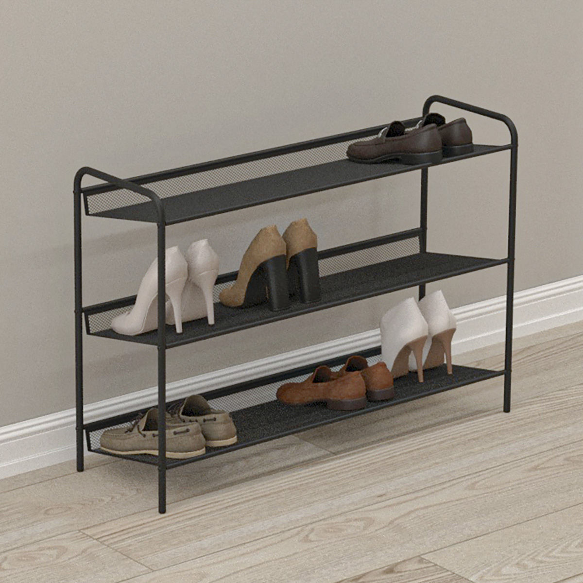 Подставка для обуви "женева 33" 3 полки (865*270*600 мм) черный (1) пдо ж33 ч