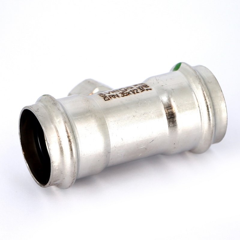 Тройник пресс-В 35х1/2"х35 нержавеющая сталь Sanpress Inox VIEGA