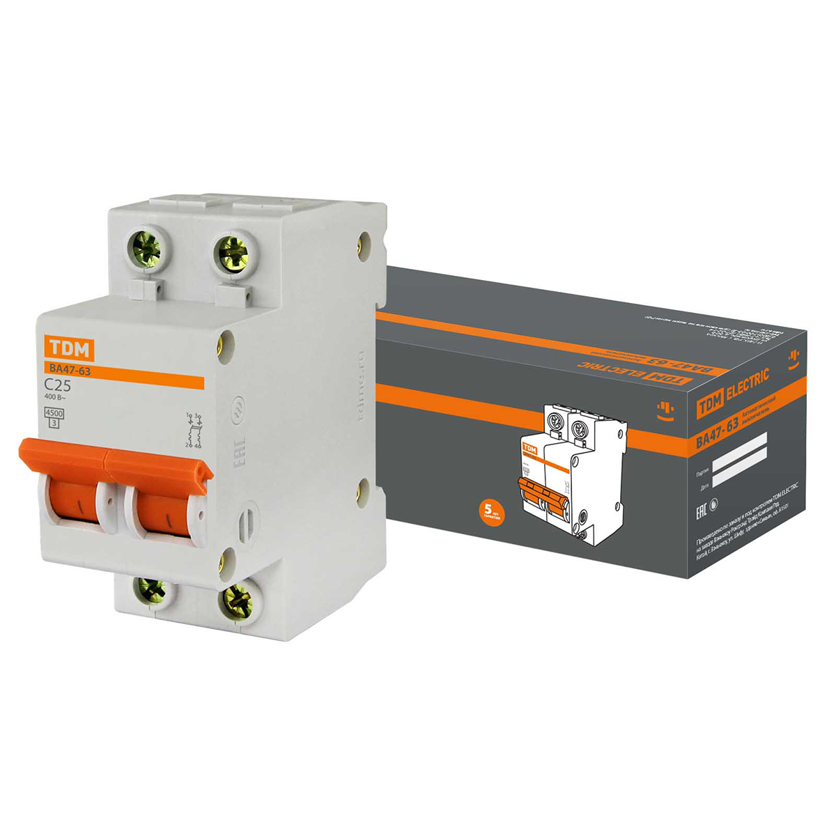 Выключатель автомат. ва47-63 2р 25а 4,5ка тип с (6/60) tdm sq0218-0012