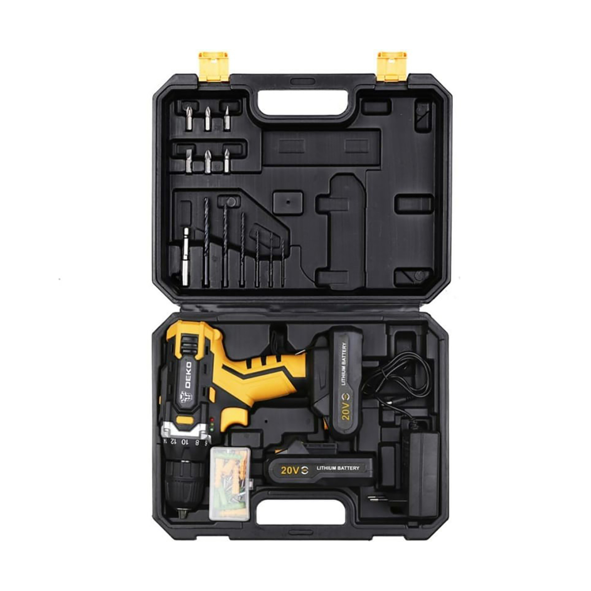 Дрель-шуруповерт аккум. dkcd20fu-li с набором инструм. 63 предм., 2 аккум. (1) "deko" 063-4175