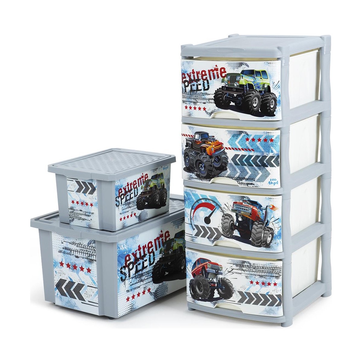 Ящик для игрушек на колесах "супер трак" 57 л (1/5) "little angel"  la1031