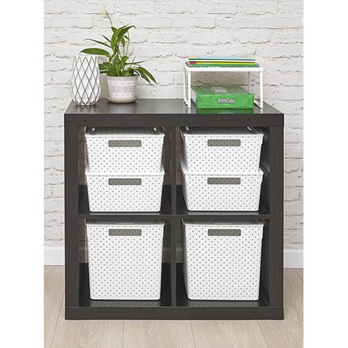 Корзина для хранения с крышкой "береста" 11 л  29,4*29,4*15,1 см (белая) (1/17) "виолет"