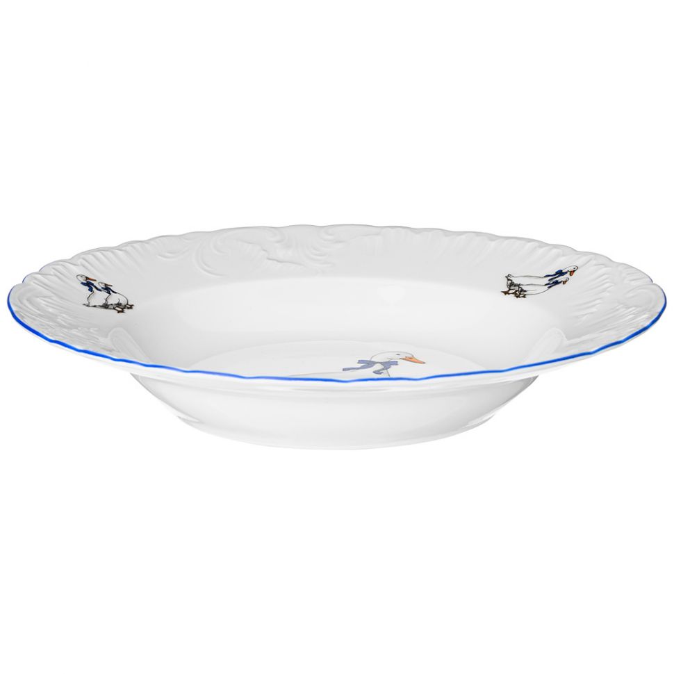 Тарелка суповая "rococo" гуси 22,5 см (1/6/36) "cmielow" omd666-рококо-10