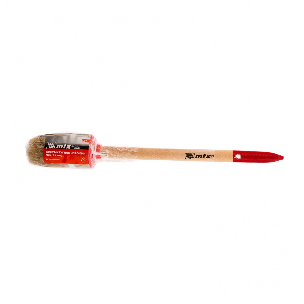 Кисть круглая, Профи №6 (30 мм), натуральная щетина, деревянная ручка MTX (82044)