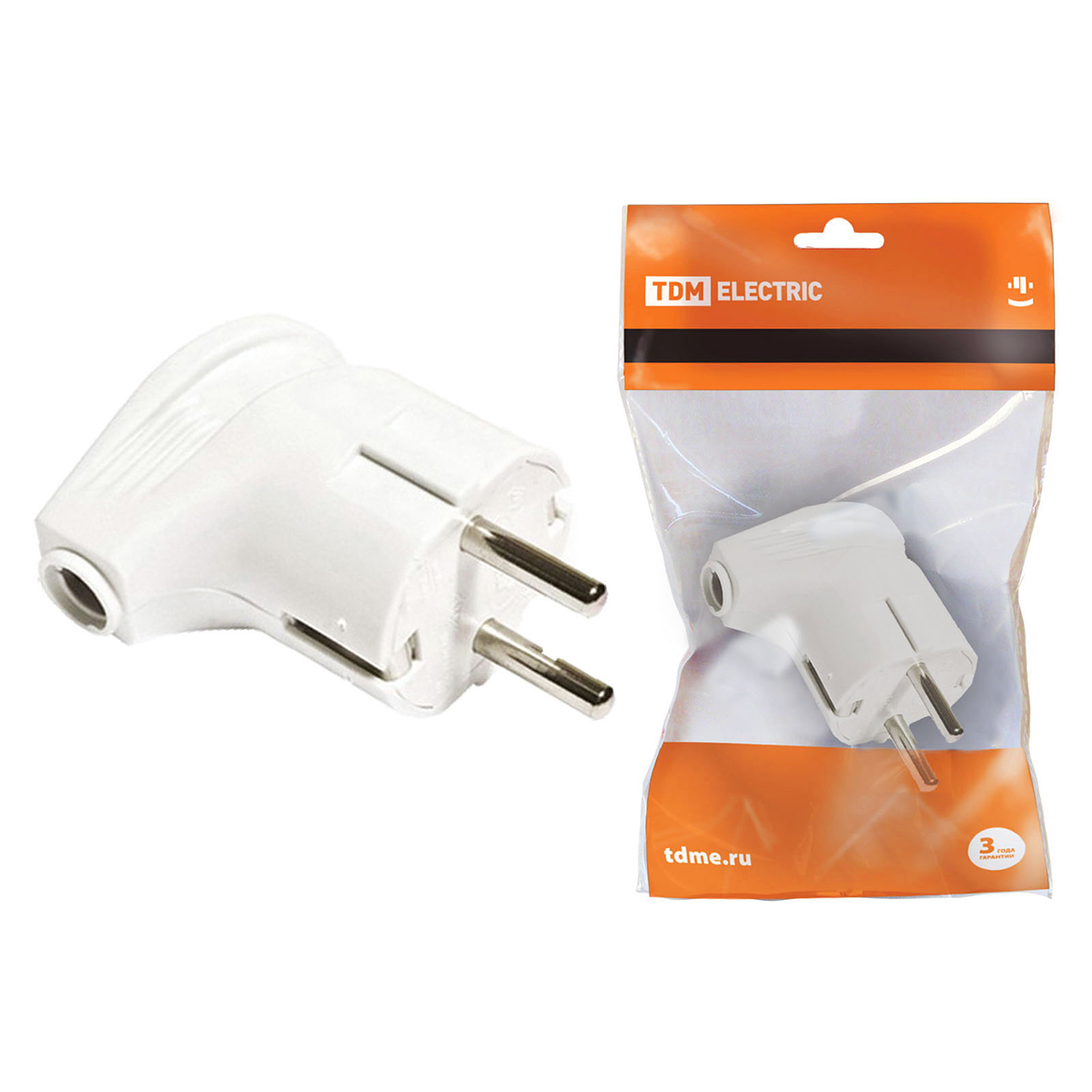 Вилка угловая с заземл. 16а 250в, белая (1/30/300) tdm sq1806-0007