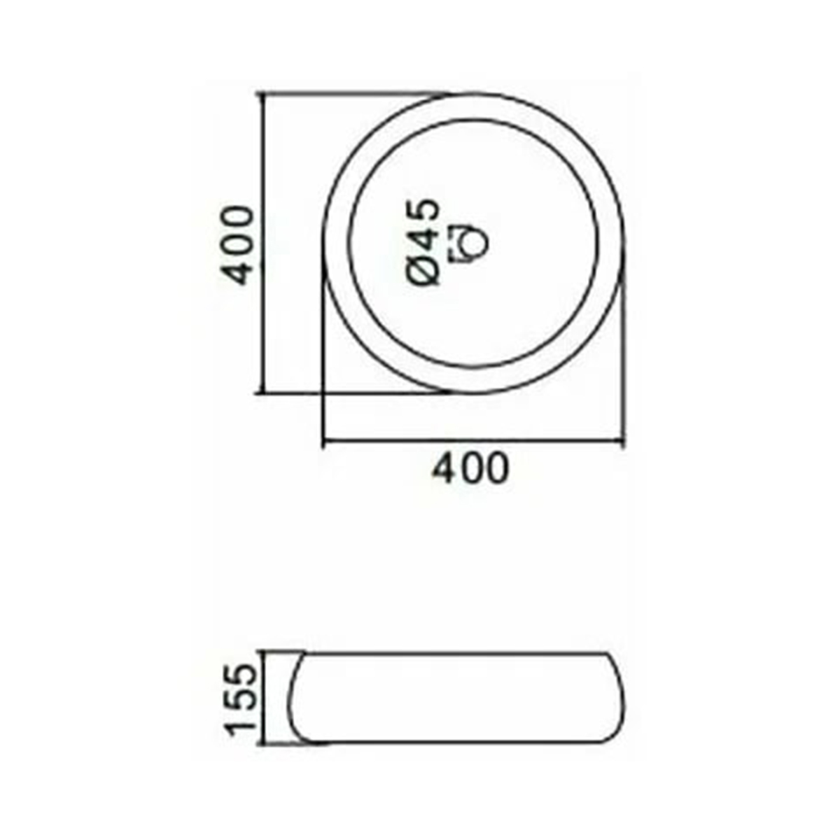 Раковина накладная gt103 керамическая 40*40*15,5 см, белая (1) "gappo"