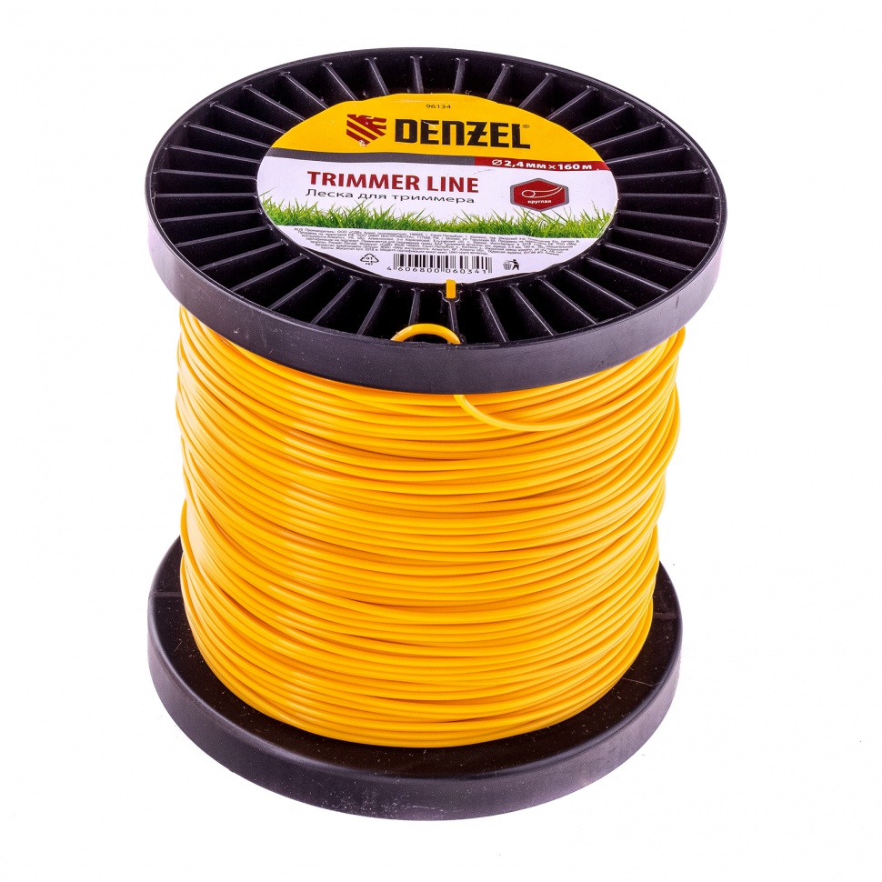 Леска для триммера круглая   2.4 мм, 160 м, на Din катушке Denzel (96134)