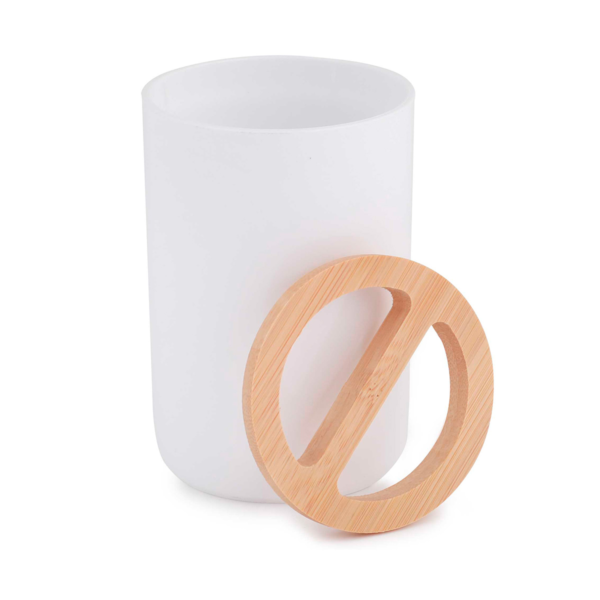 Стакан для ванной комнаты "бамбук" с разделителями, белый (1/18) "альтернатива" м8055