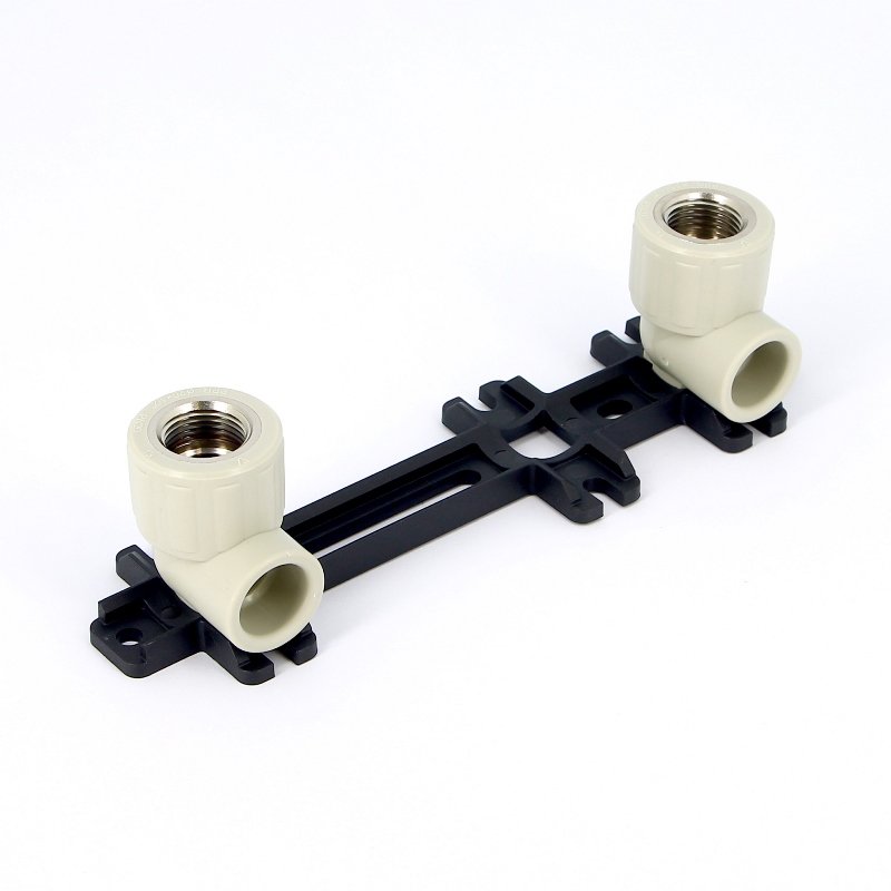 Водорозетка двойная на планке комб. 20 х 1/2" (ВР) PP-R FV-PLAST серый