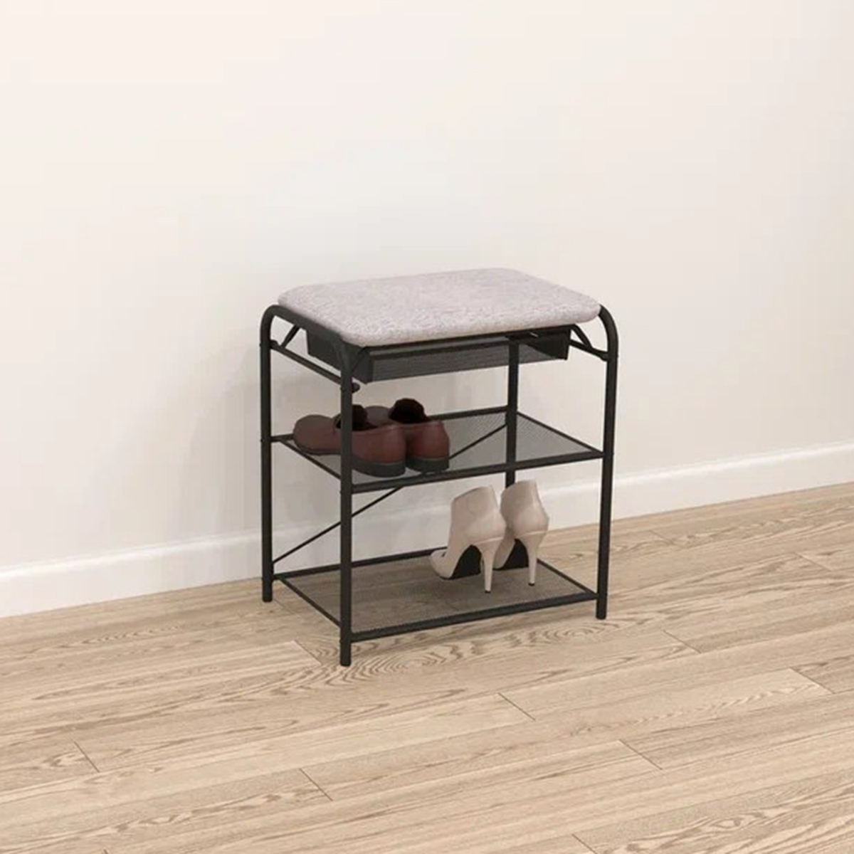 Подставка для обуви "гранада 13в" 2 полки с сиденьем и ящиком (450*300*500 мм) черный (1) пдог13в ч