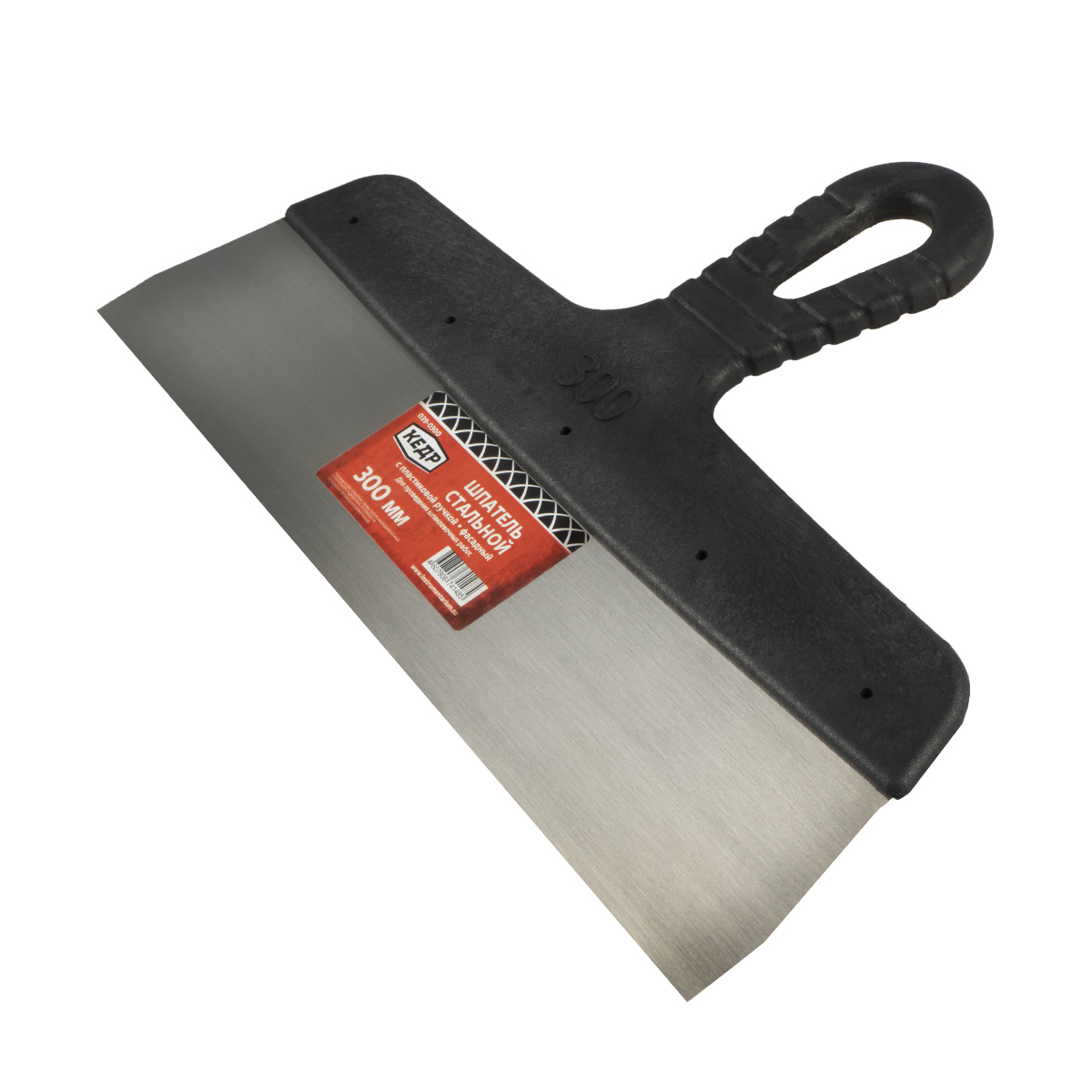 Шпатель фасадный стальной  300 мм пластм. ручка (12/120) "кедр"  039-0300
