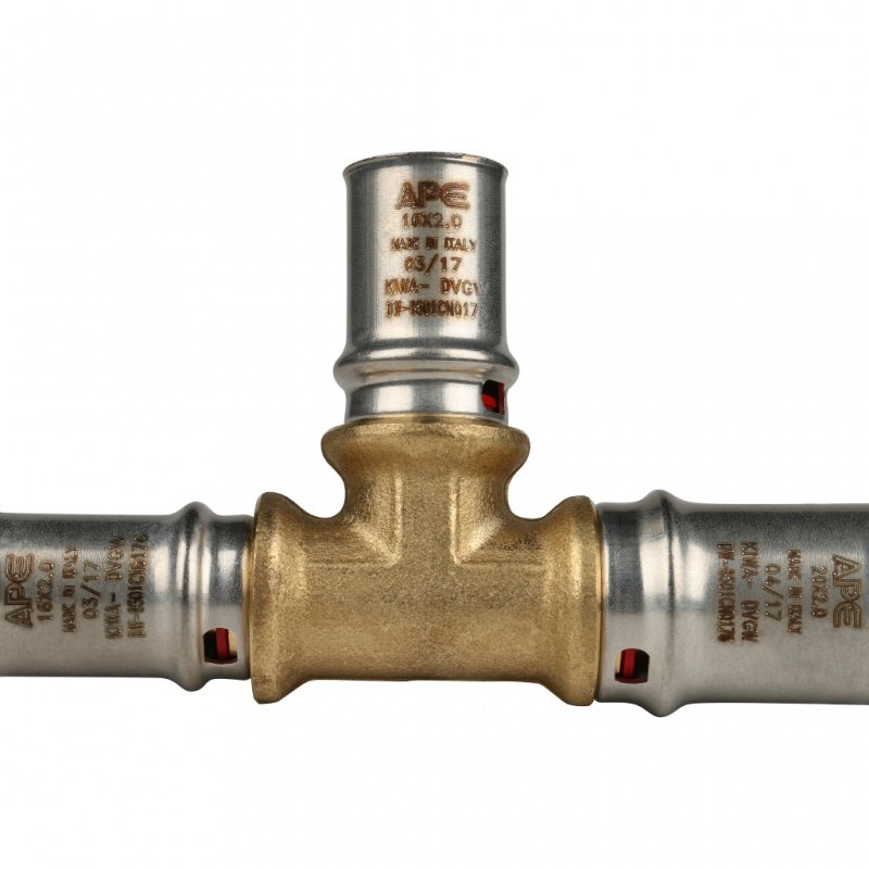 Тройник переходной под пресс 20 x 16 x 16 STOUT для МП труб