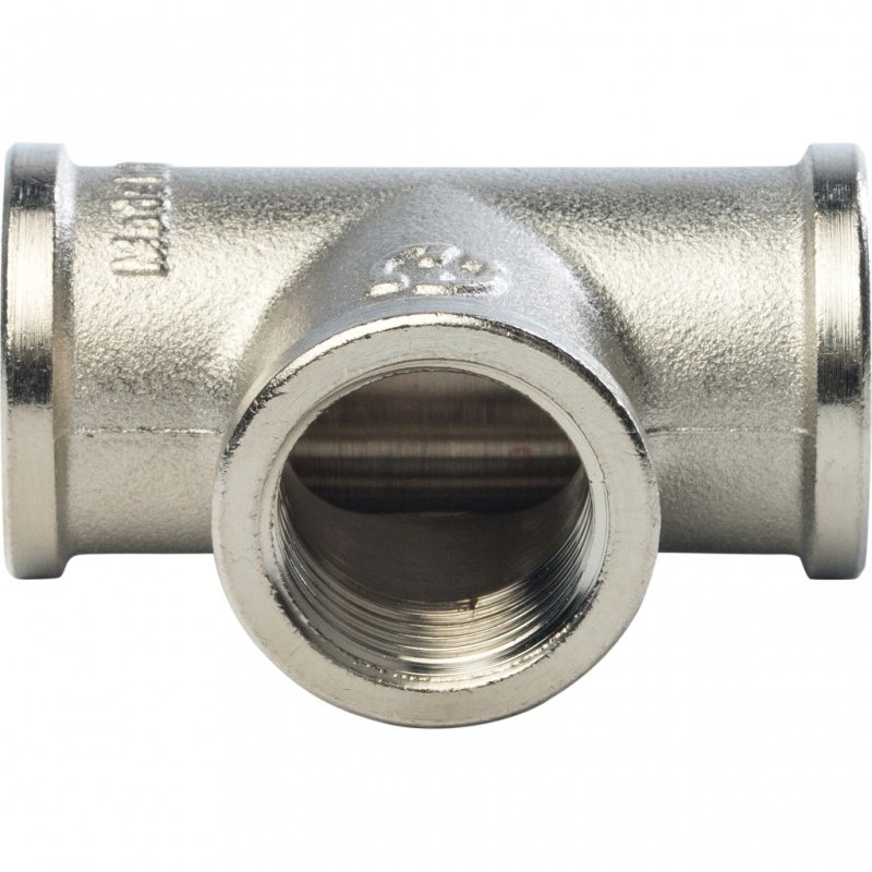 Тройник резьбовой ВР 1/2" никель STOUT