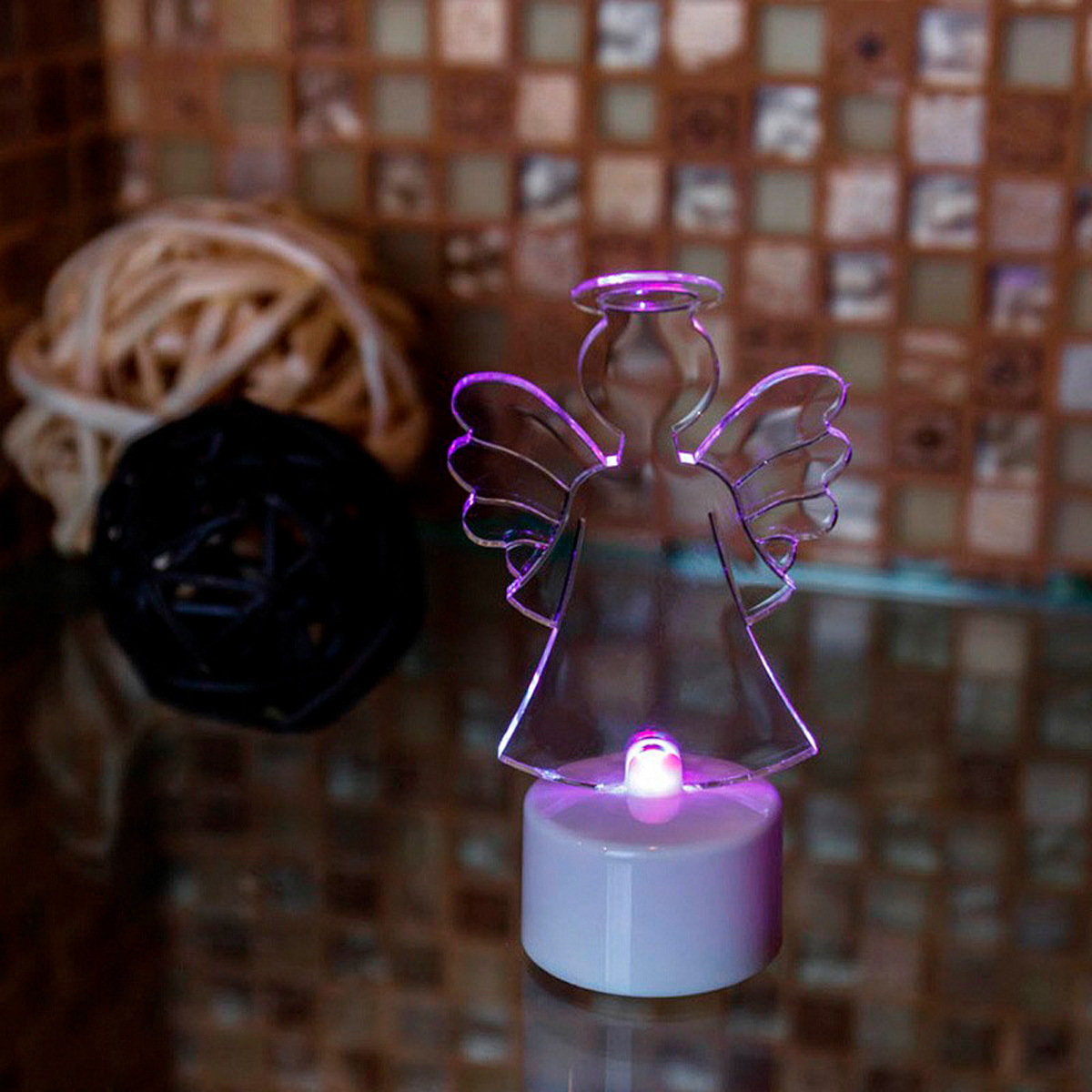 Фигурка светодиод. "ангел" на подставке, разноцв. (1/96) "neon-night" 501-044