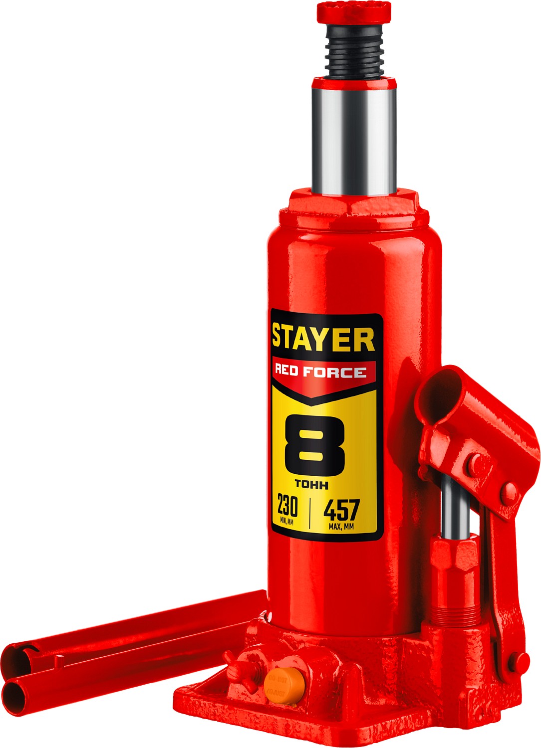 STAYER RED FORCE, 8 т, 200 - 385 мм, бутылочный гидравлический домкрат, Professional (43160-8)