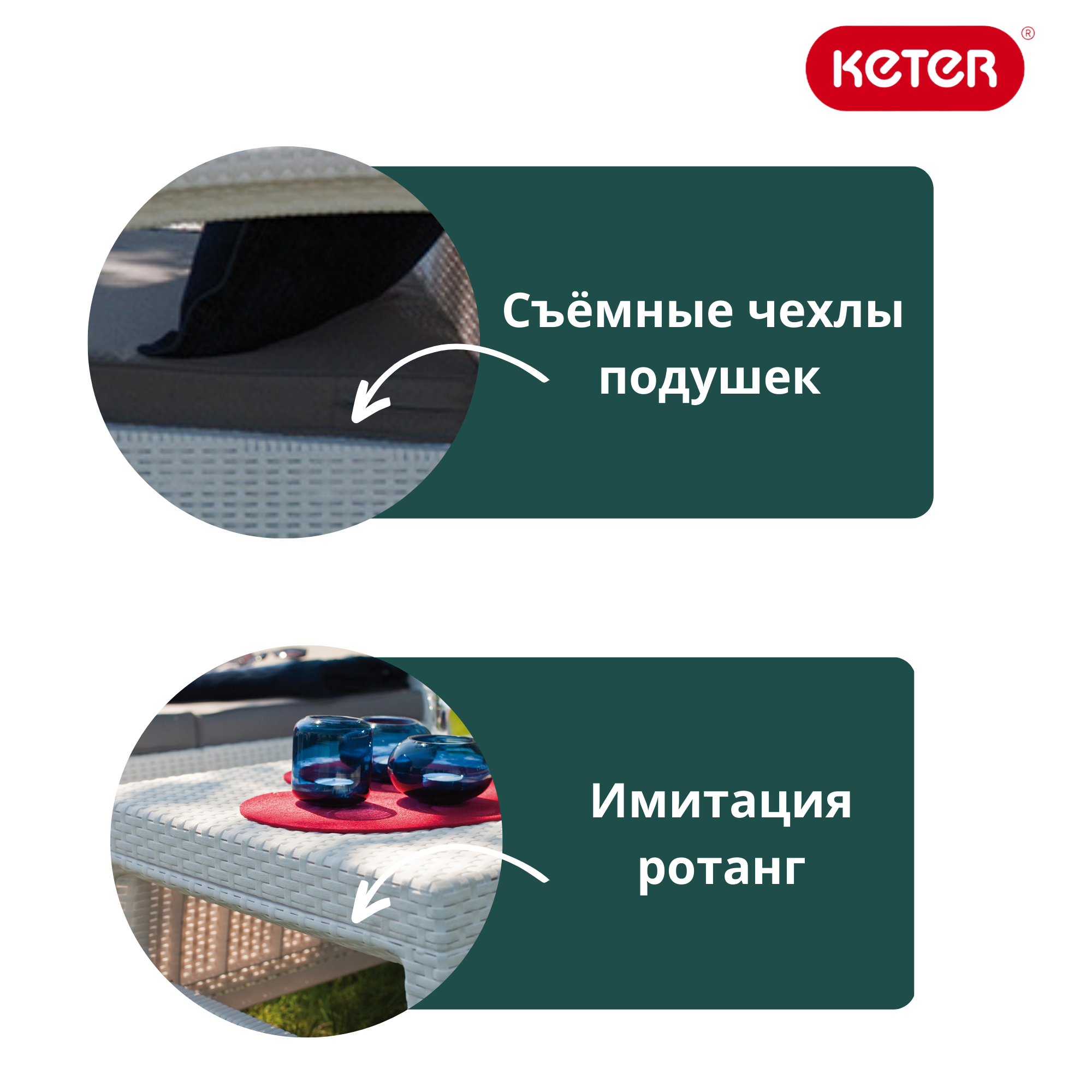 Диван пластиковый Корфу (Corfu love seat) белый (производство Россия)