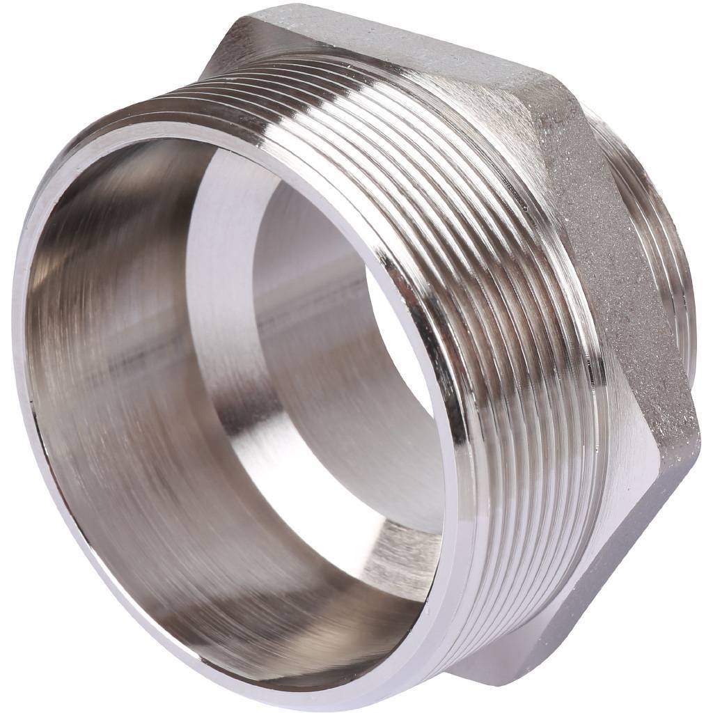 Ниппель переходной резьбовой НР 2"1/2 x 2" никель STOUT