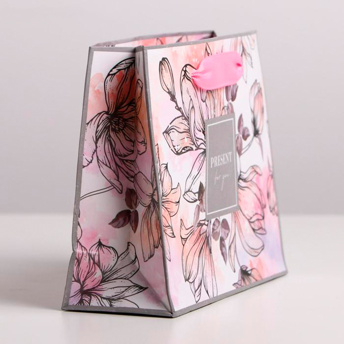 Пакет подарочный ламинир. "present for you" 15*12*5,5 см (1/1000) "дарите счастье" 4725098