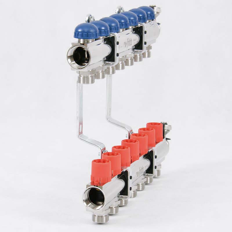 Колл. группа UNI-FITT 1"x3/4" ЕК 7 выходов с регулировочными и термостатическими вентилями
