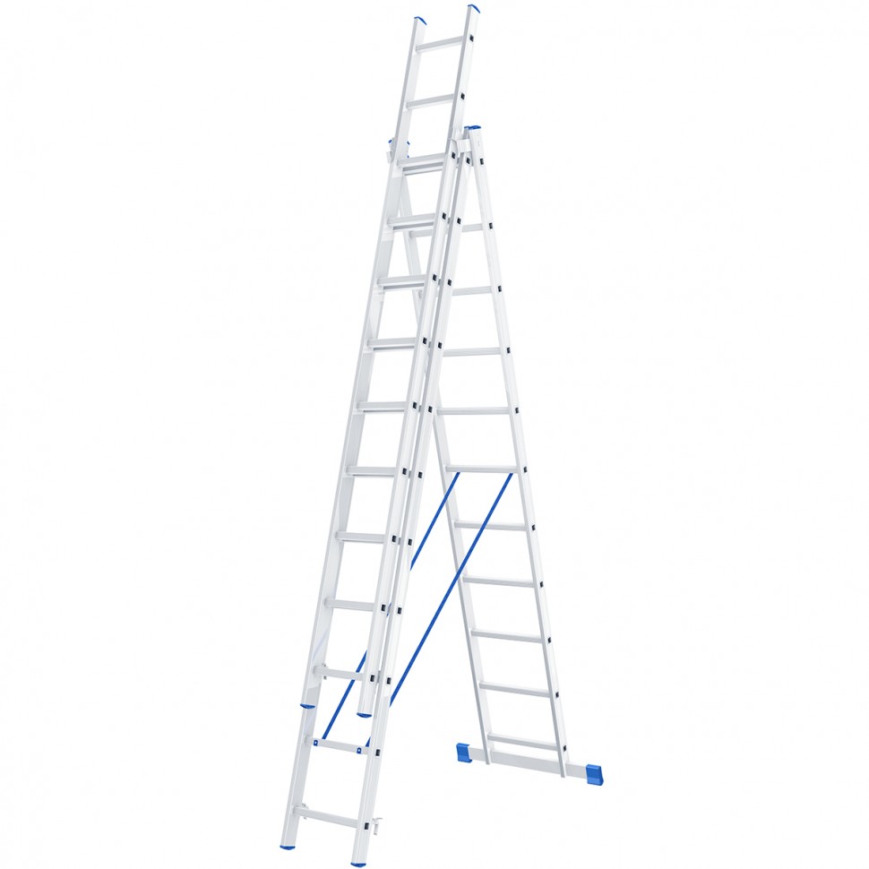 Лестница, 3 х 11 ступеней, алюминиевая, трехсекционная, Сибртех (97821)