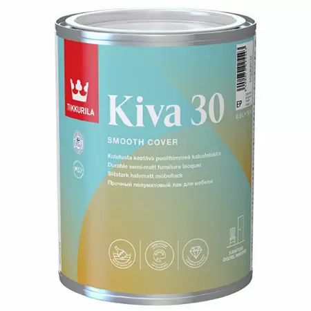 TIKKURILA KIVA лак для мебели универсальный для внутренних работ, полуматовый (0,9л)