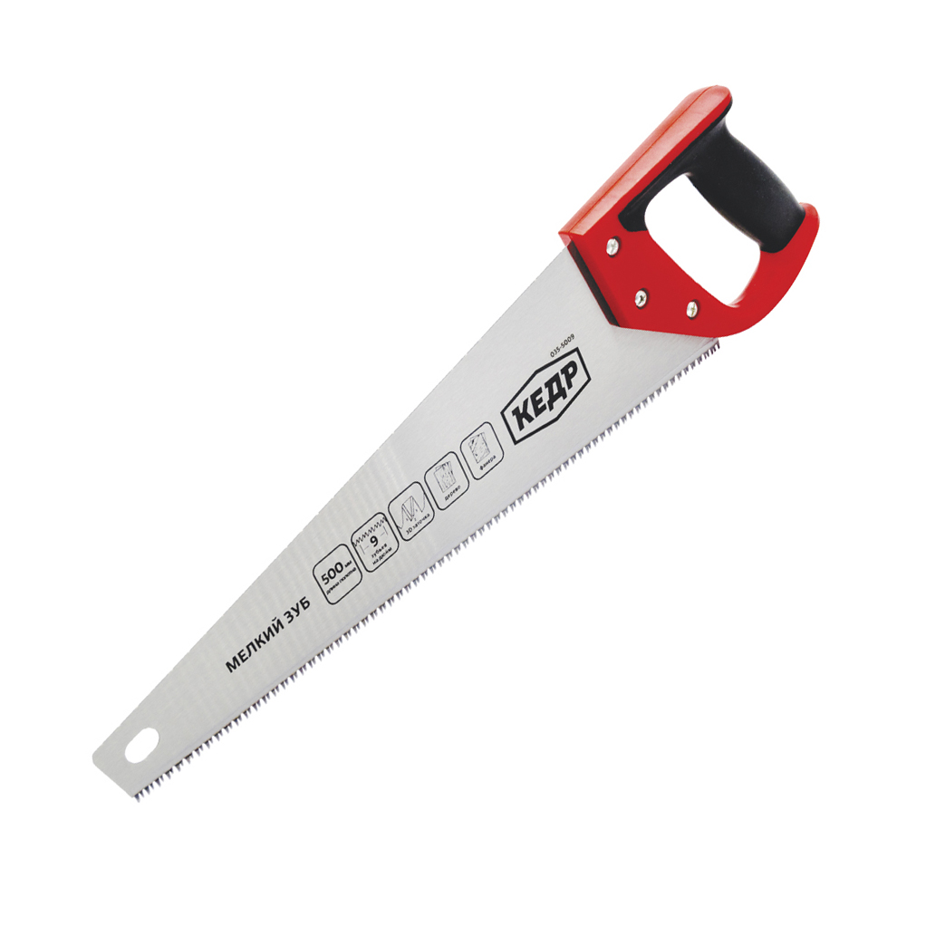 Ножовка по дереву 500 мм 3d-заточка каленая мелкий зуб (1/8/48) "кедр" 035-5009